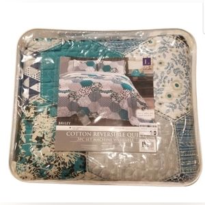 Lush Decor Briley Quilt Turquoise 3Pc Set Full/ Queen